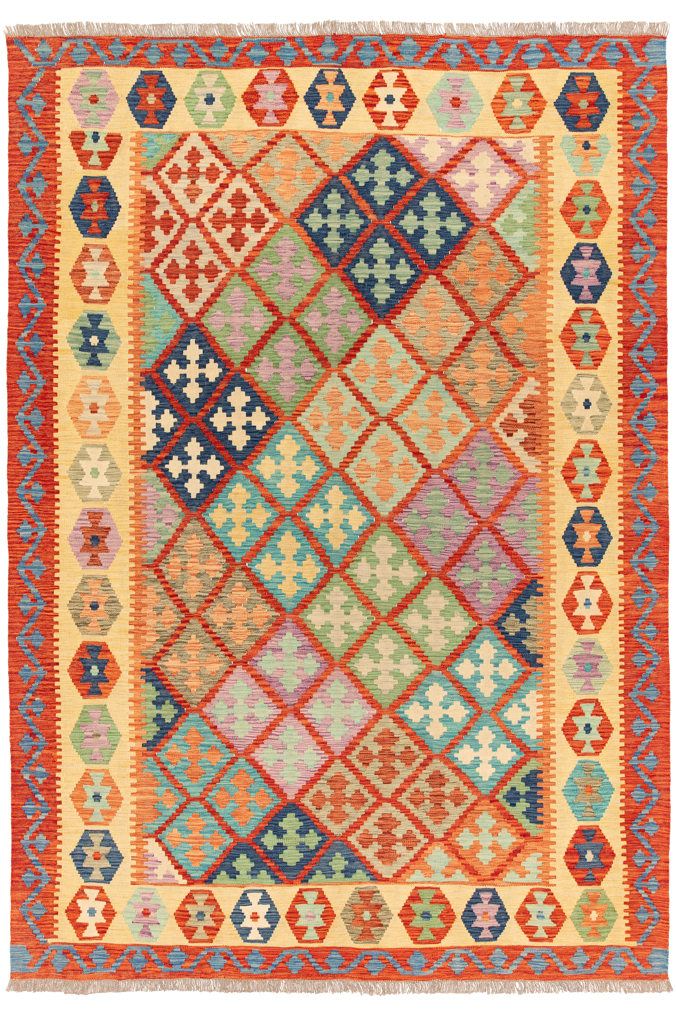 Afghanischer Kelim Teppich handgewebt Schurwolle Unikat 292 x 203 cm