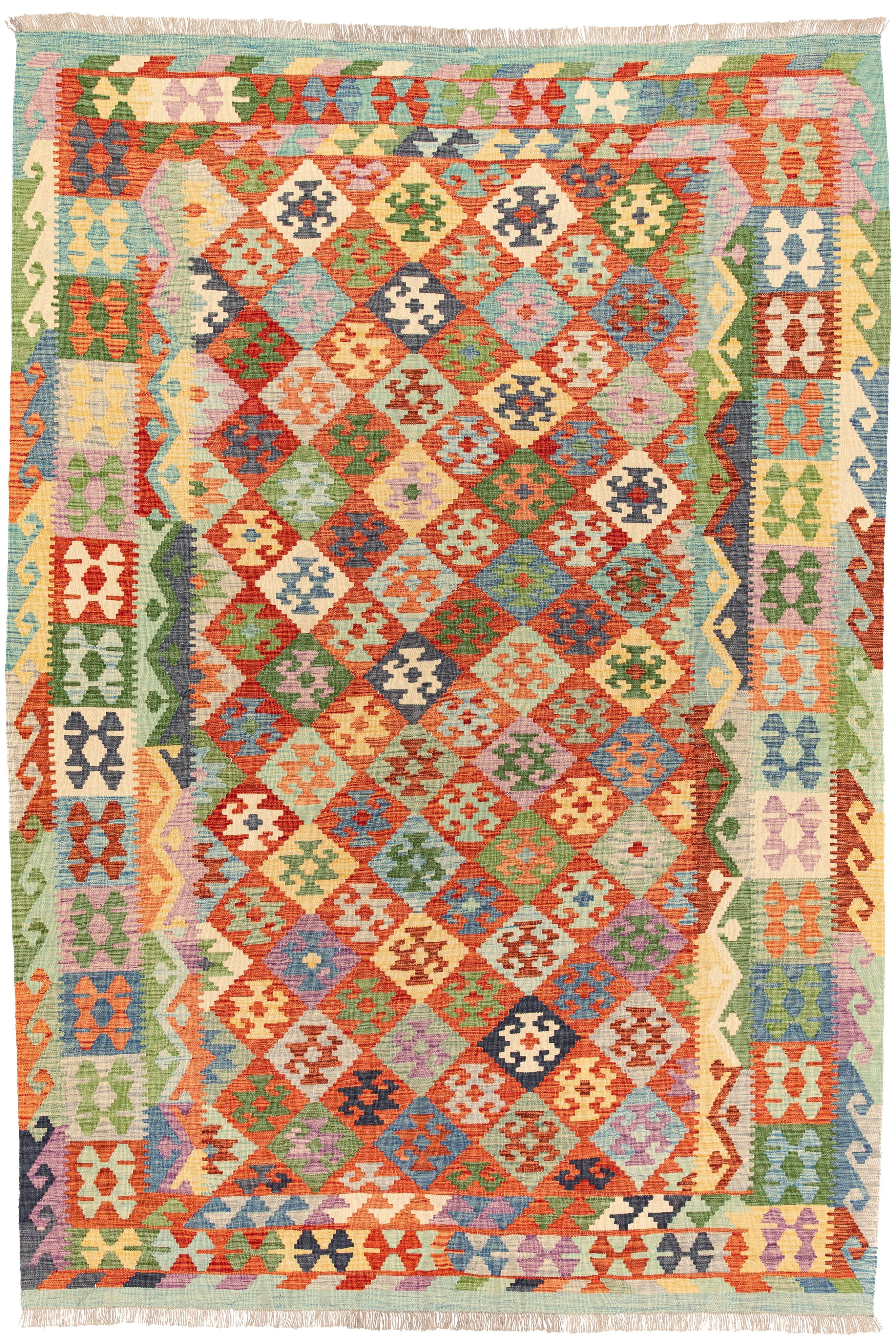 Afghanischer Kelim Teppich handgewebt Schurwolle Unikat 298 x 202 cm