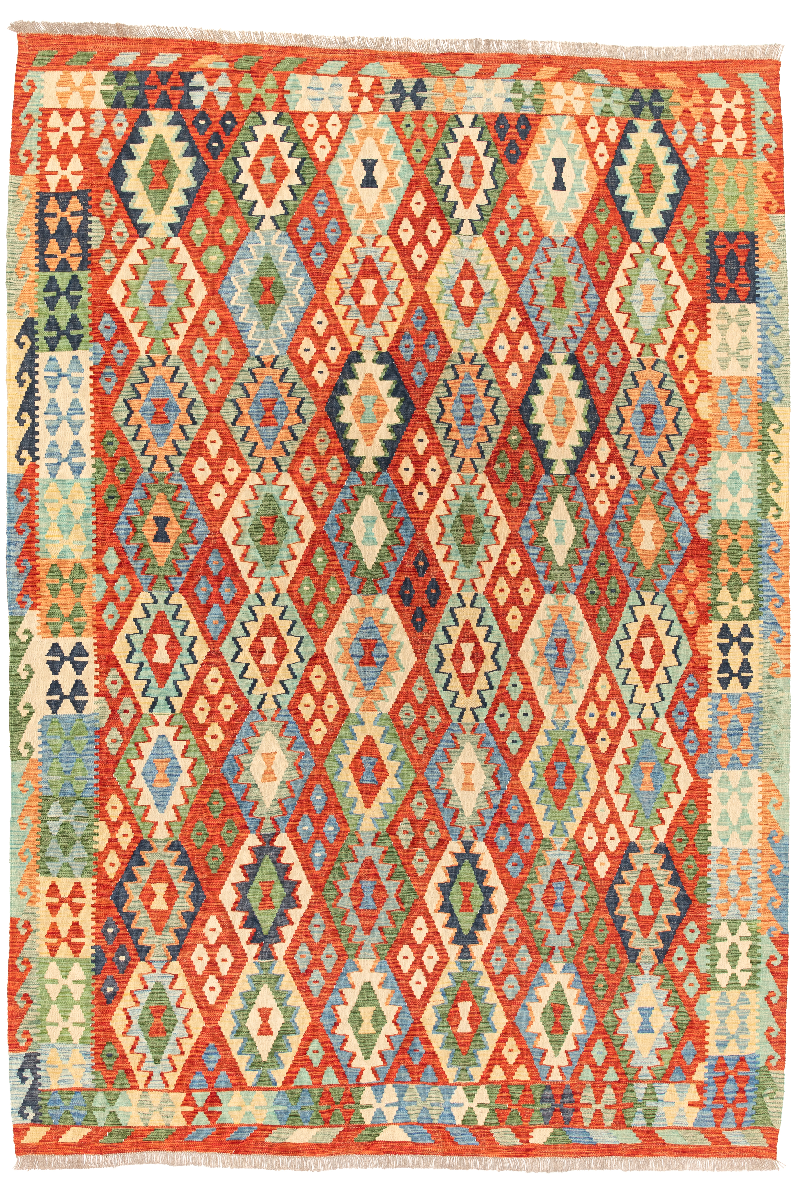 Afghanischer Kelim Teppich handgewebt Schurwolle Unikat 306 x 214 cm