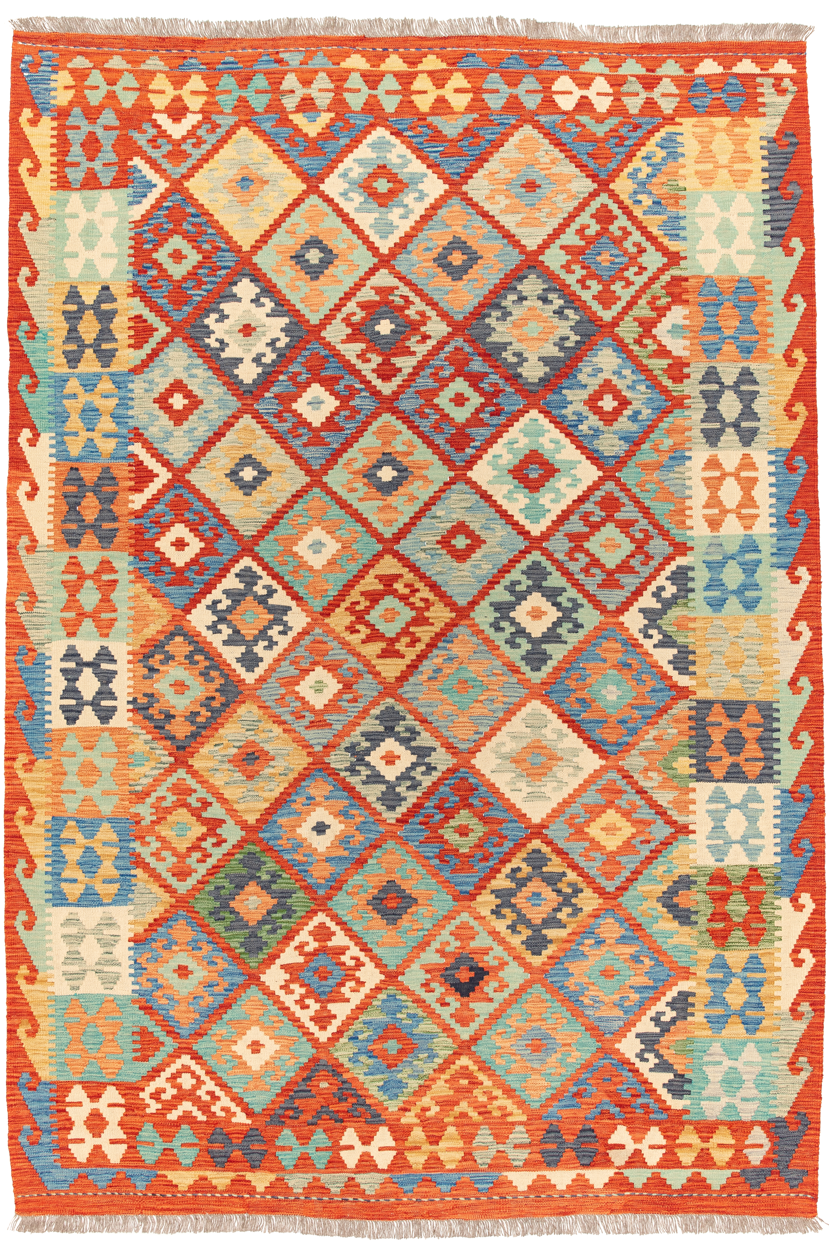 Afghanischer Kelim Teppich handgewebt Schurwolle Unikat 295 x 200 cm