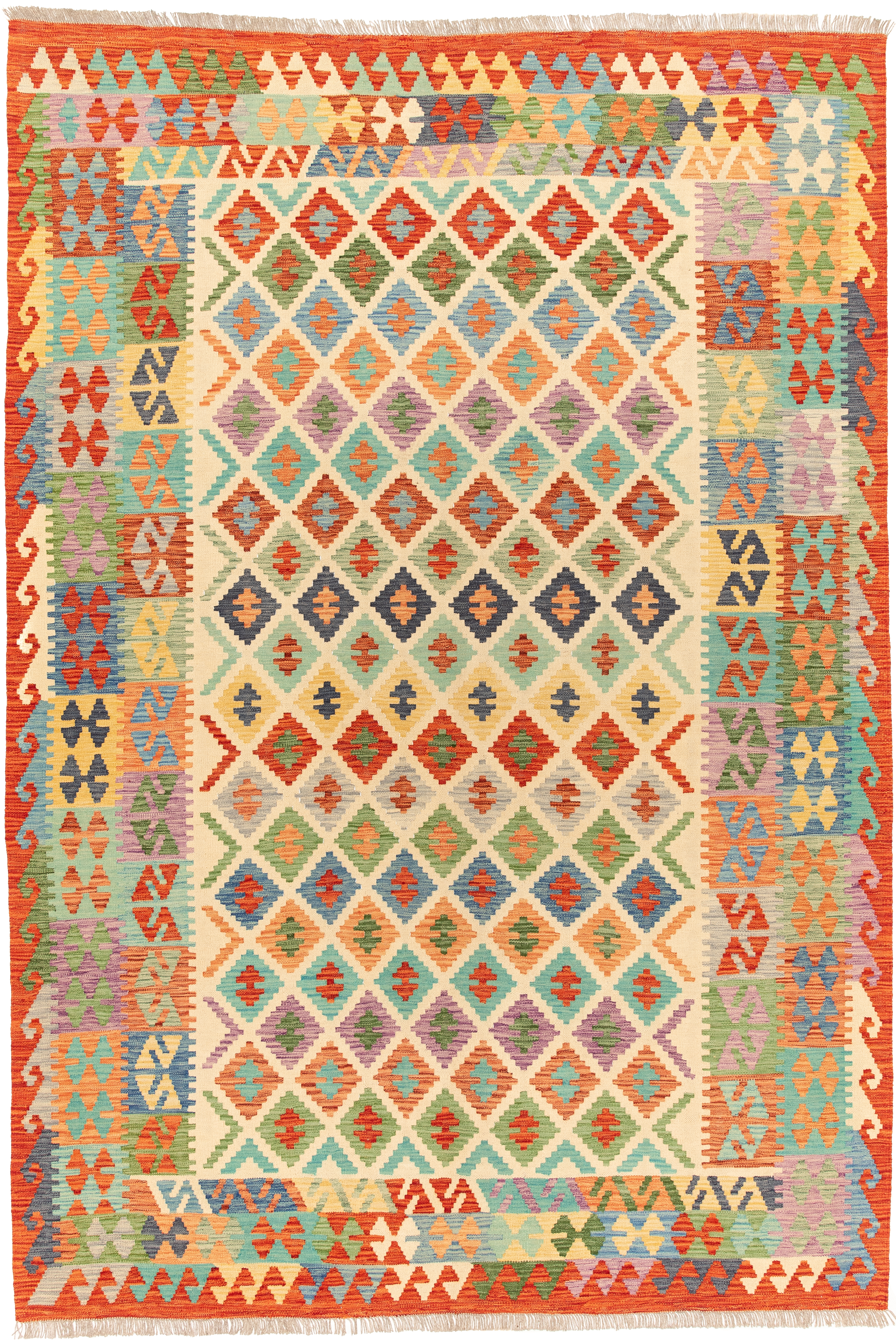 Afghanischer Kelim Teppich handgewebt Schurwolle Unikat 299 x 204 cm