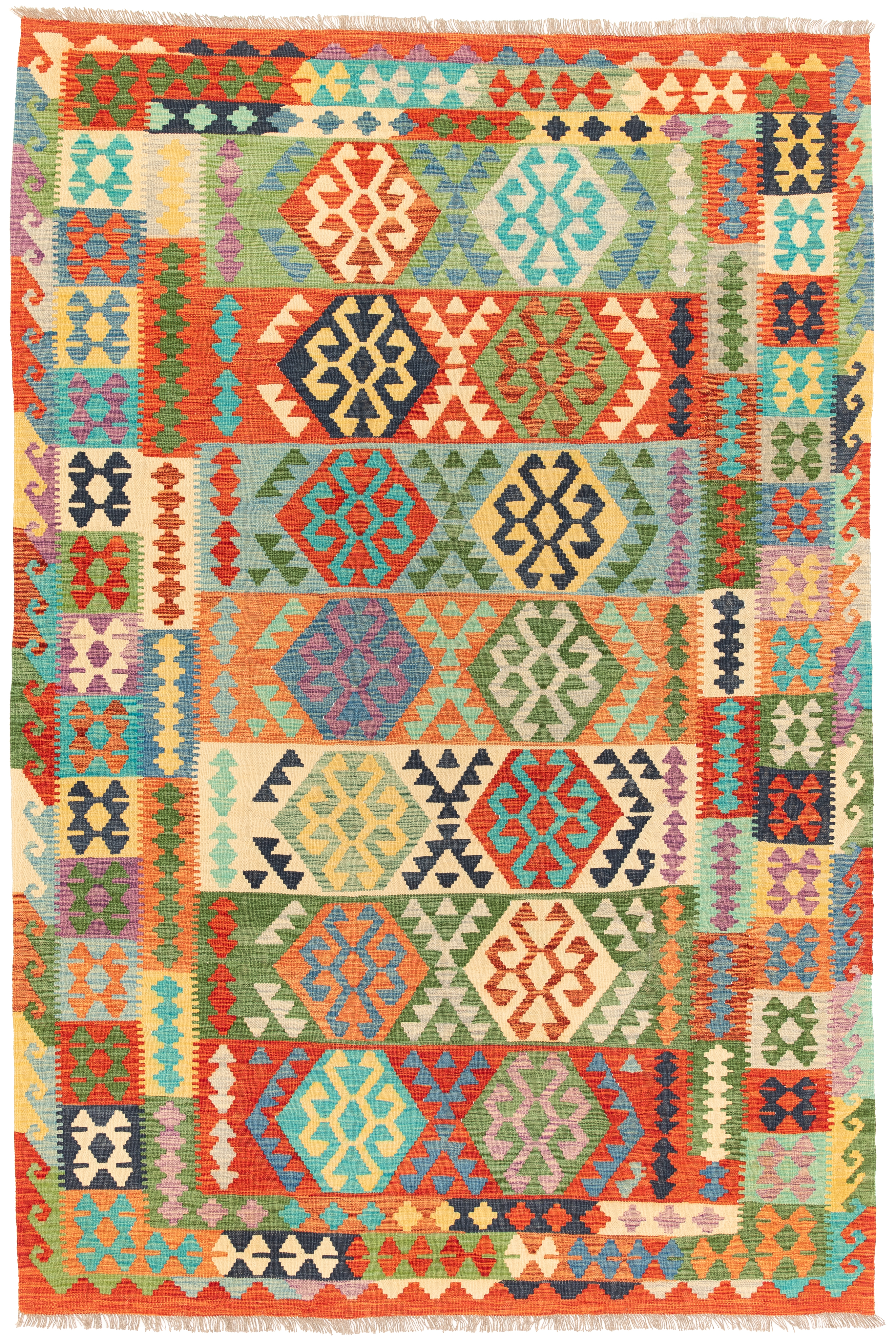 Afghanischer Kelim Teppich handgewebt Schurwolle Unikat 300 x 200 cm