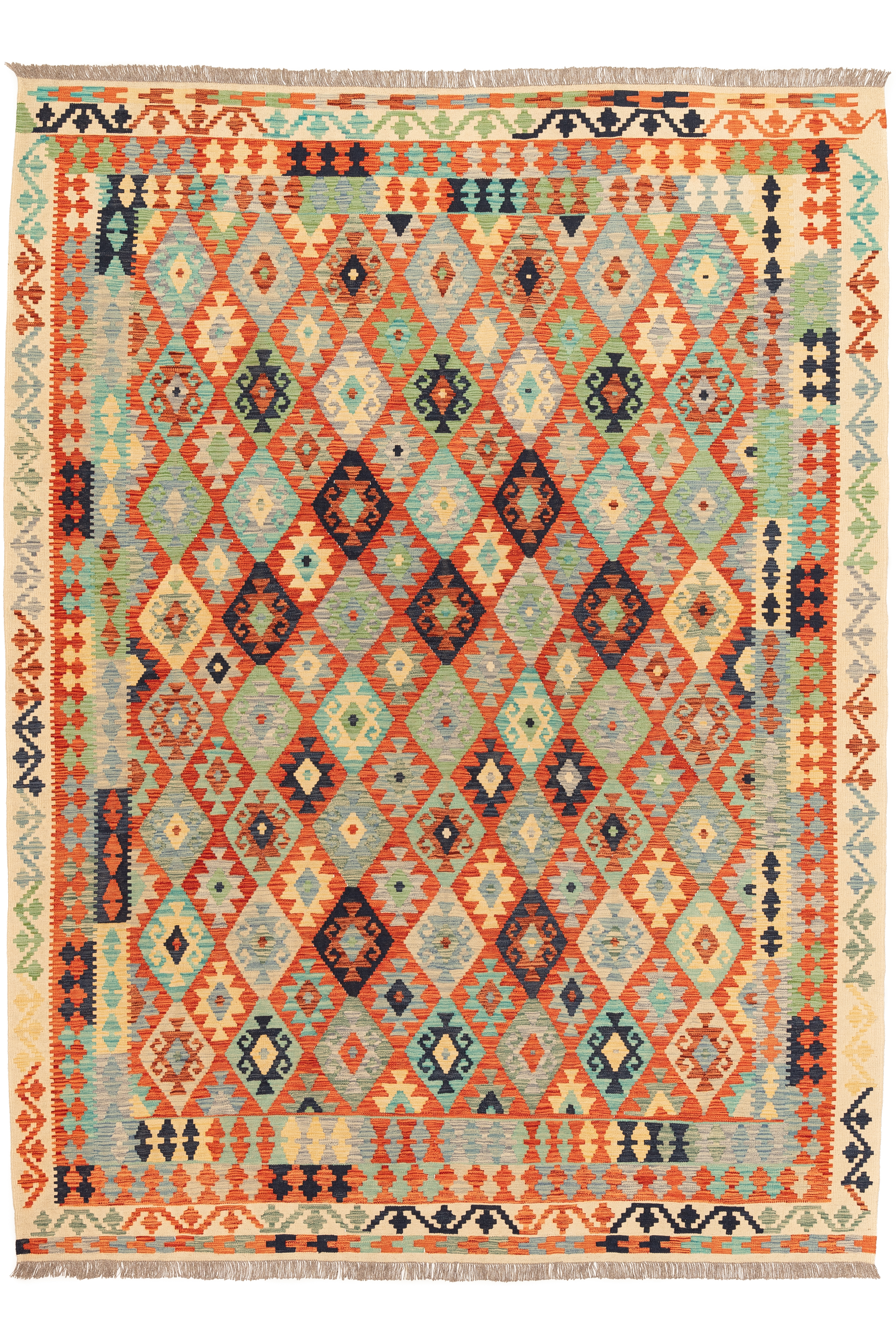 Afghanischer Kelim Teppich handgewebt Schurwolle Unikat 345 x 258 cm